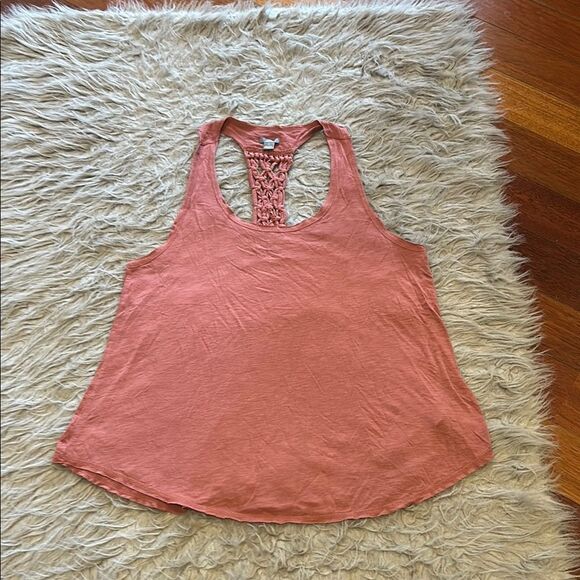 Aerie women’s salmon pink flowy viscoe cotton‎ tie back design tank top - Picture 1 of 5